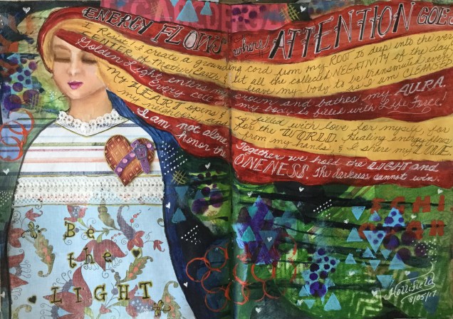 Collage of girl with flowing hair