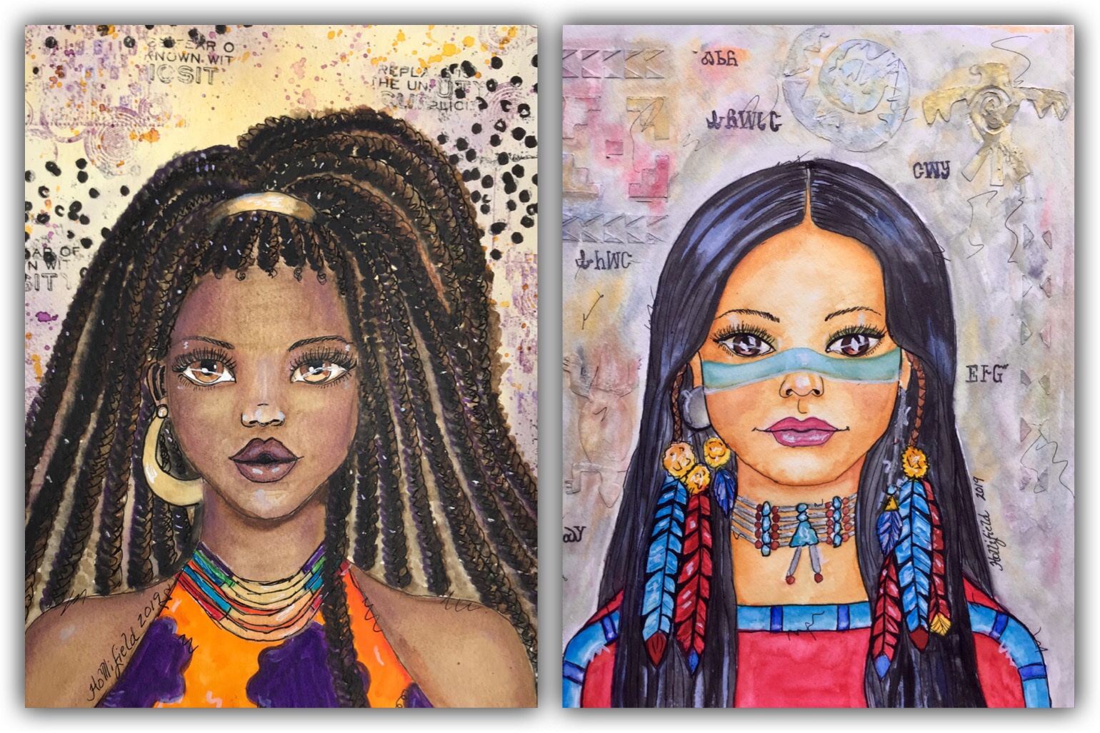 Portraits from watercolor class